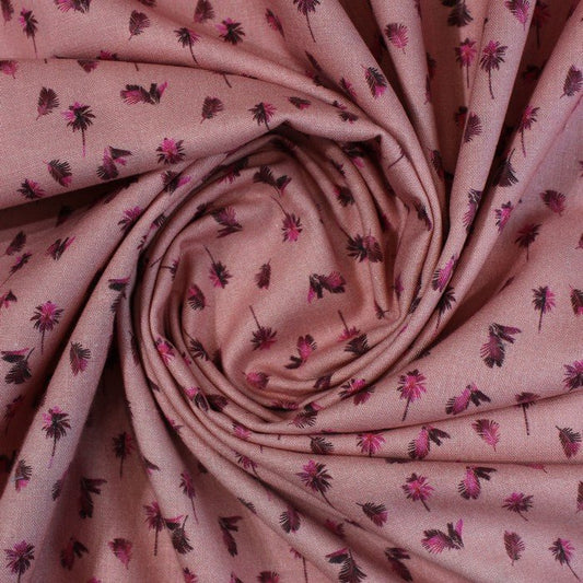 Pink leaf print linen (RT-1227)