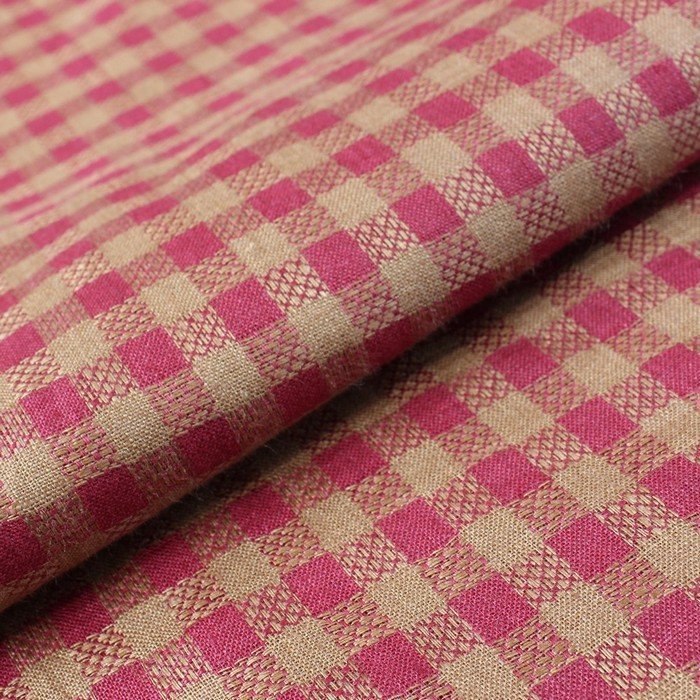 Red & Rust small self block check design linen (RT-1111)