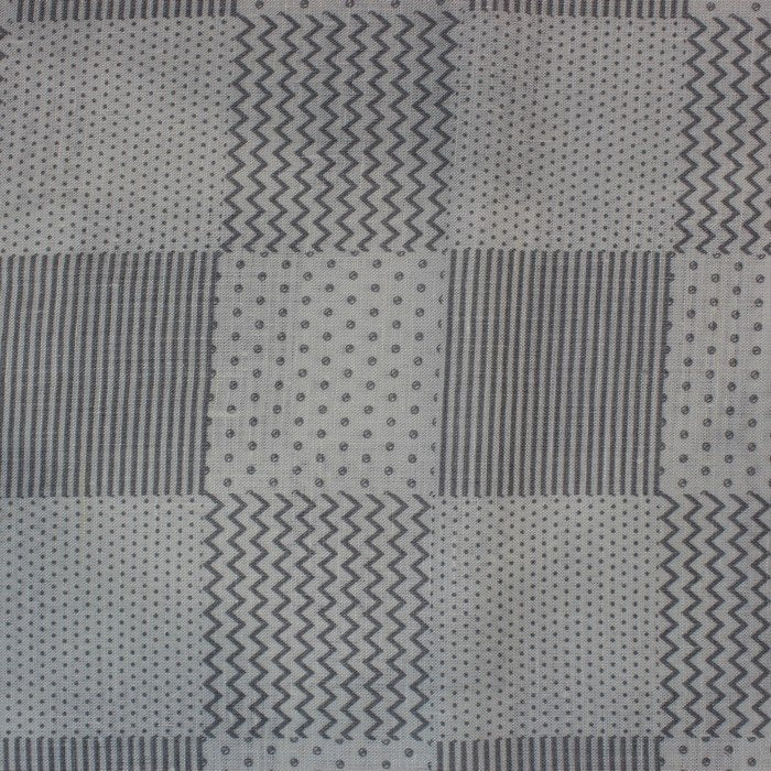 White & grey big checkered print linen (RT-1242)