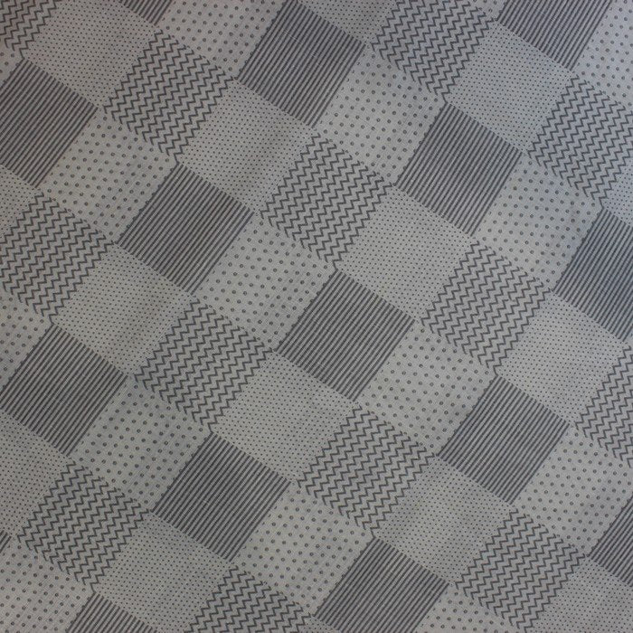 White & grey big checkered print linen (RT-1242)