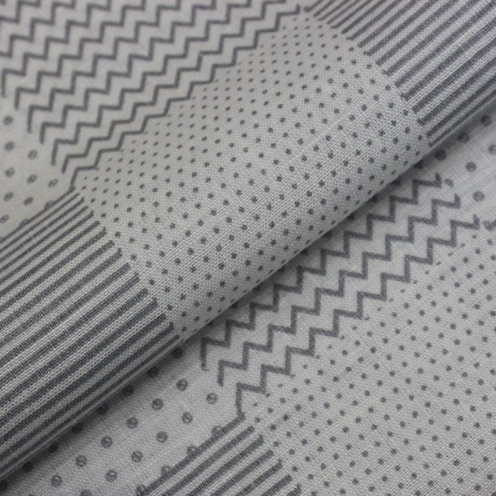 White & grey big checkered print linen (RT-1242)