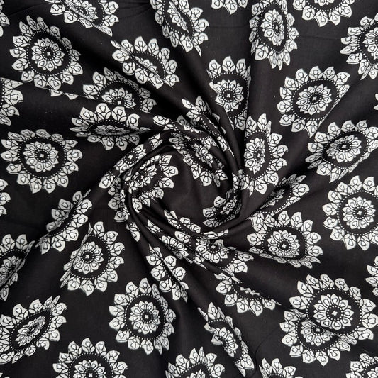 Black and white flower block print (RT-1364)