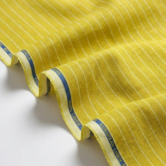 Yellow and White Stripes European Linen
