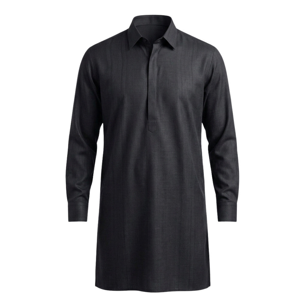 Plain jet black european linen