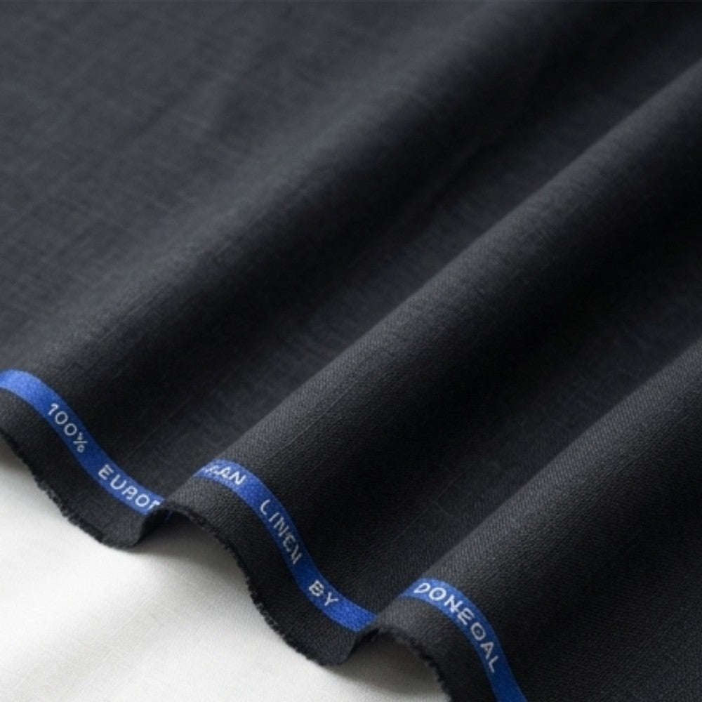 Plain jet black european linen