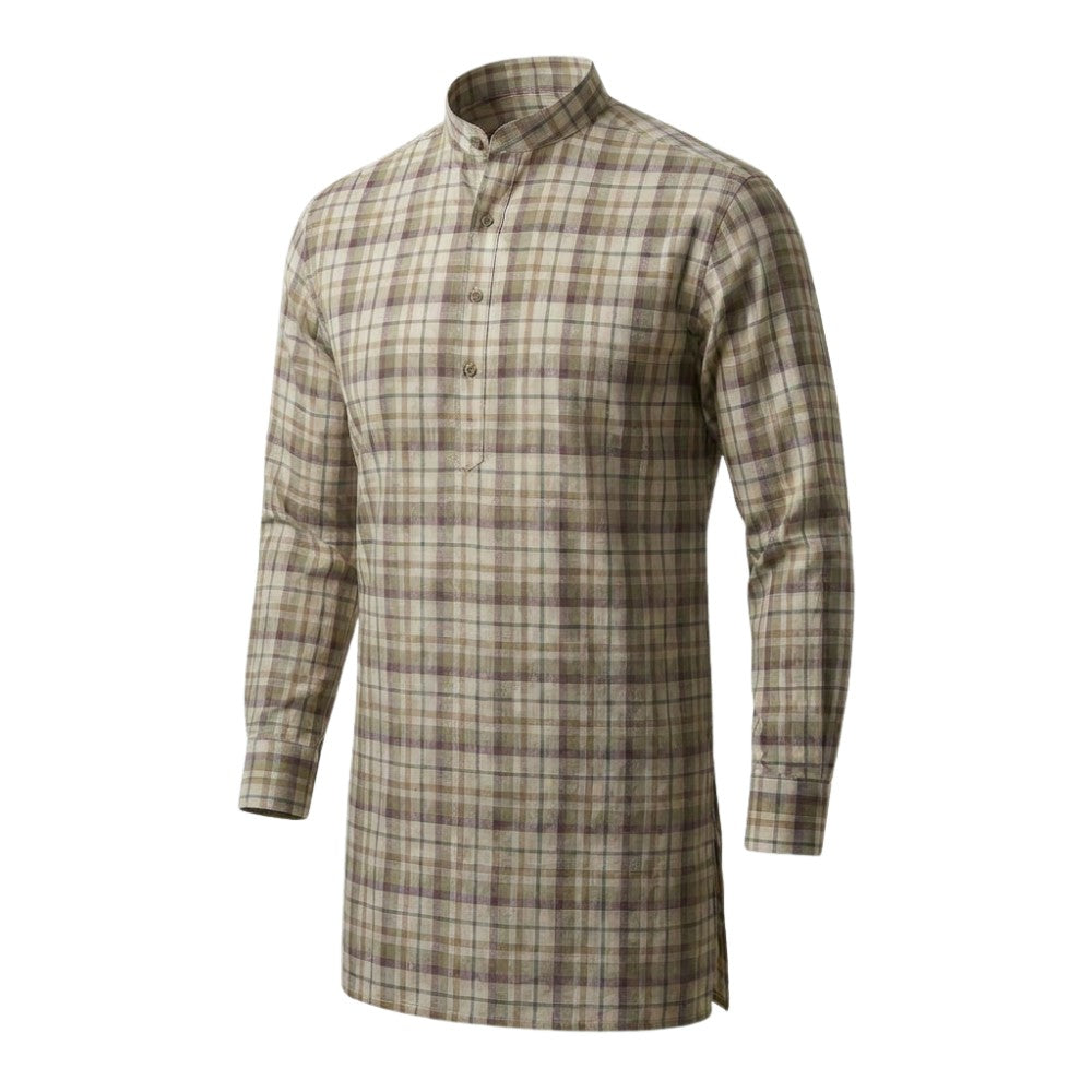 Beige and Brown Big Checks European Linen
