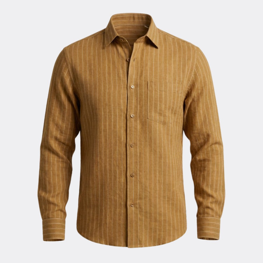 Brown and Cream Stripes European Linen