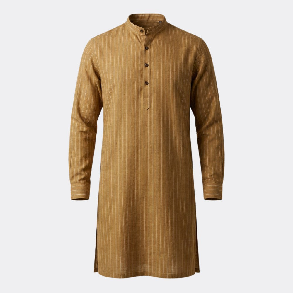 Brown and Cream Stripes European Linen