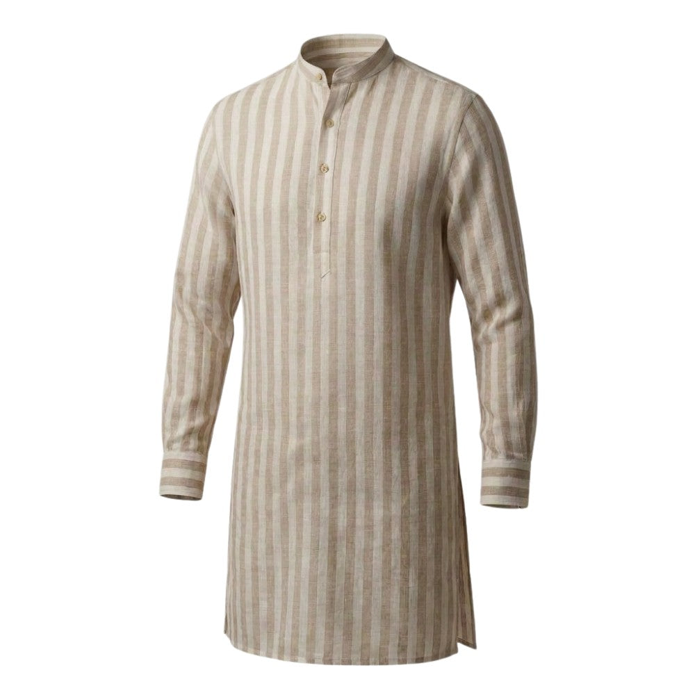 Grey and White Stripes European Linen