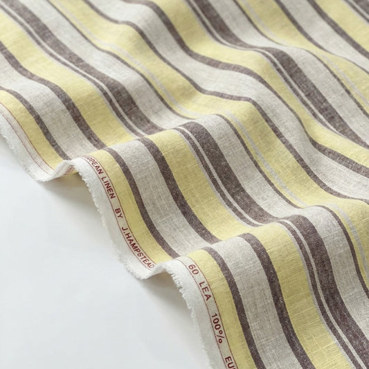 Yellow and Brown Broad Stripes European Linen