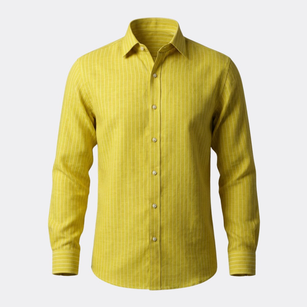 Yellow and White Stripes European Linen