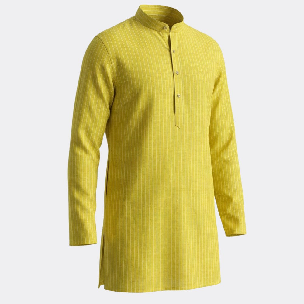 Yellow and White Stripes European Linen