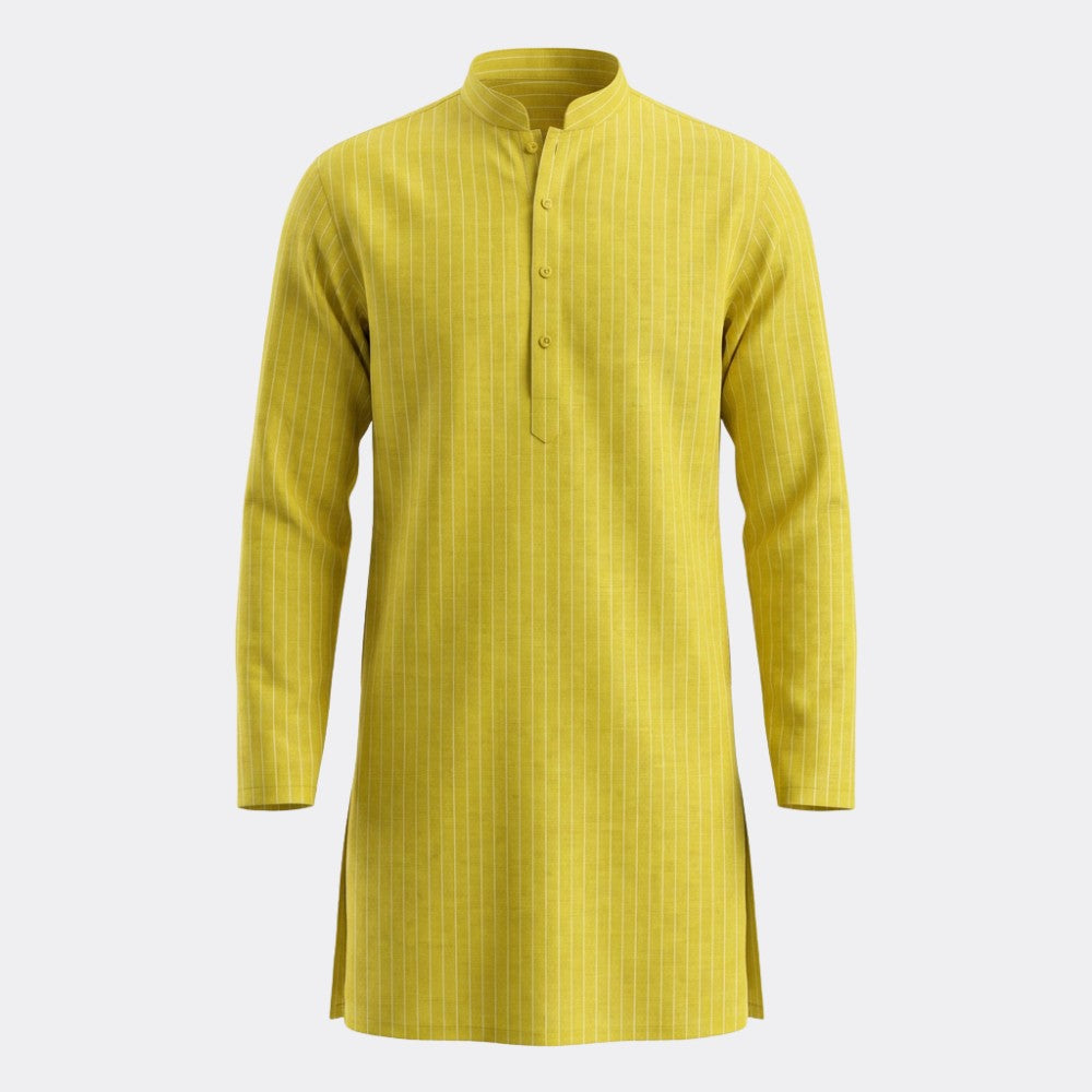 Yellow and White Stripes European Linen