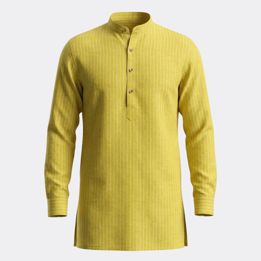 Yellow and White Stripes European Linen