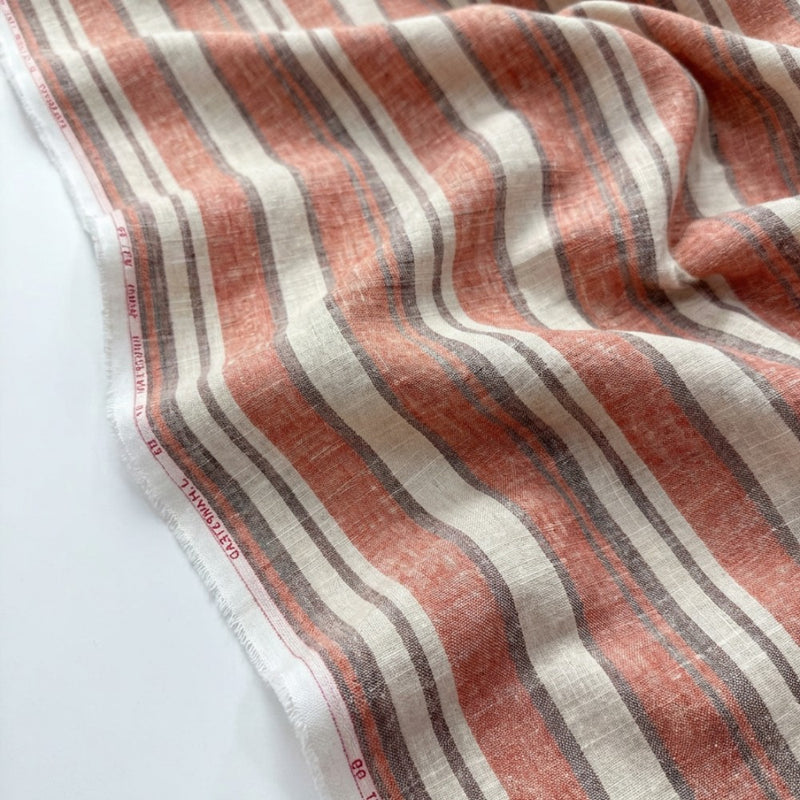 Saffron and Cream Brosd Stripes European Linen