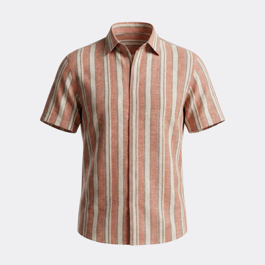 Saffron and Cream Brosd Stripes European Linen