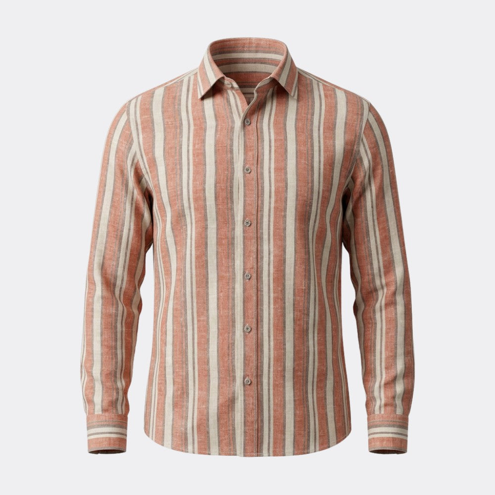 Saffron and Cream Brosd Stripes European Linen