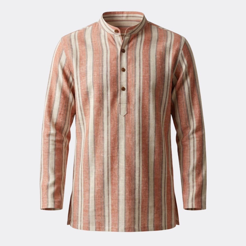 Saffron and Cream Brosd Stripes European Linen