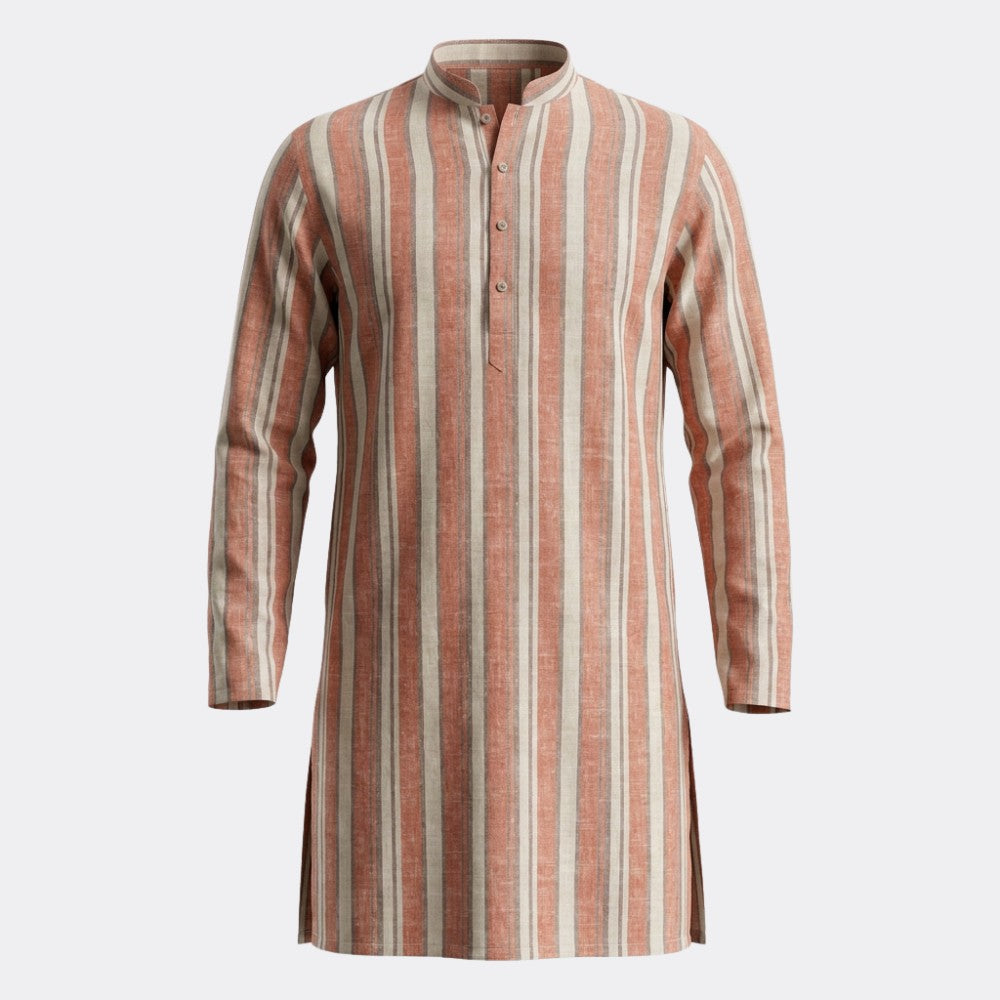Saffron and Cream Brosd Stripes European Linen
