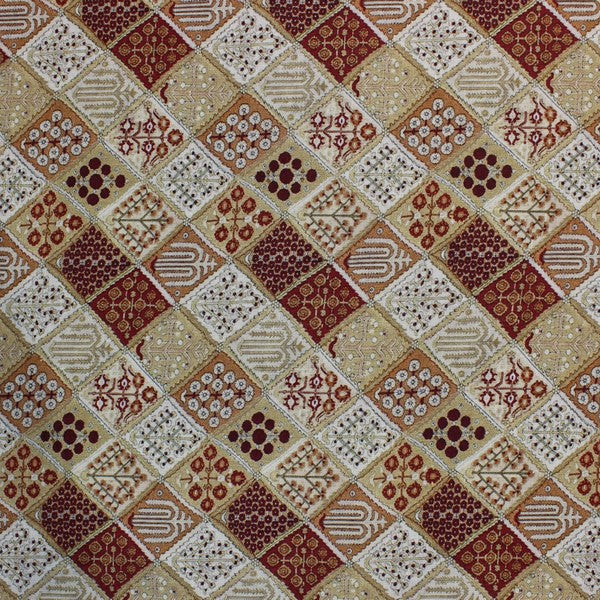 Beige & Brown abstract print linen (RT-1155)