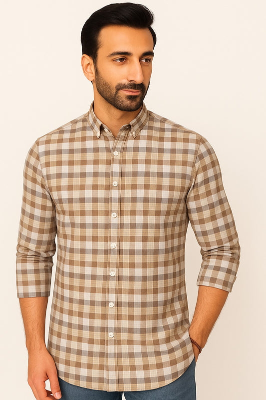 Beige and khaki big checks (RT-1349)