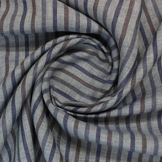 Blueish Grey Horizontal Stripe Design European Linen (RT-1134)