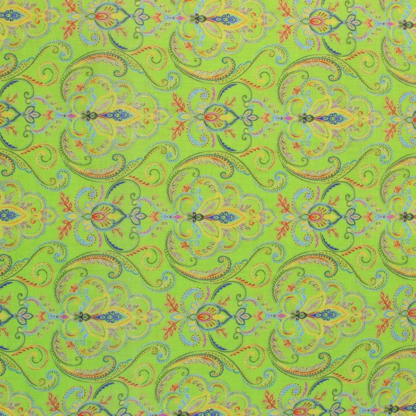 Bright Parrot Green Abstract print European Linen (RT-1142)