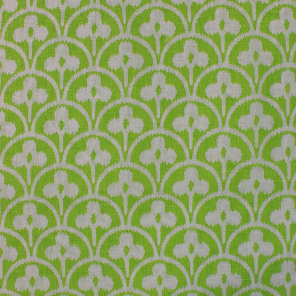 Bright Parrot green flowery print European Linen  (RT-1141)