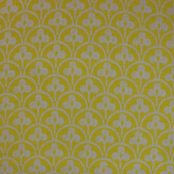 Bright yellow flowery print European Linen (RT-1162)