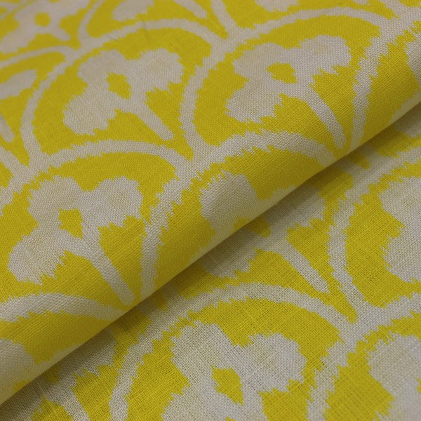 Bright yellow flowery print European Linen (RT-1162)