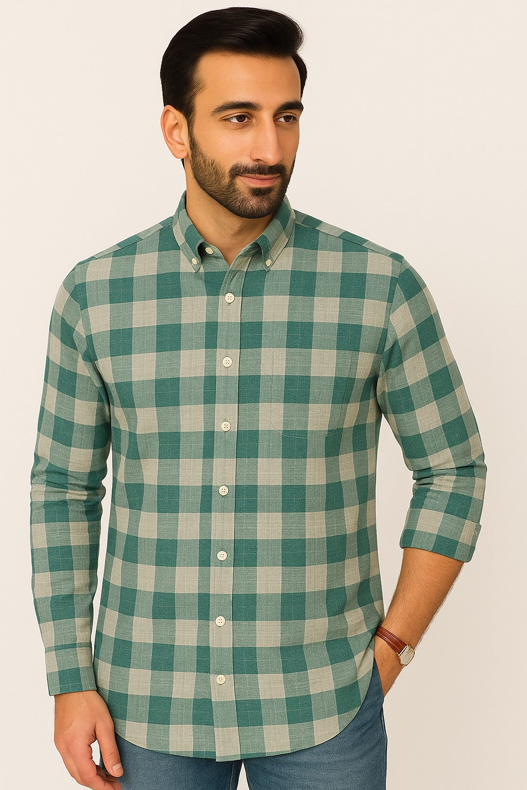 Green coloured checkered check (RT-1346)