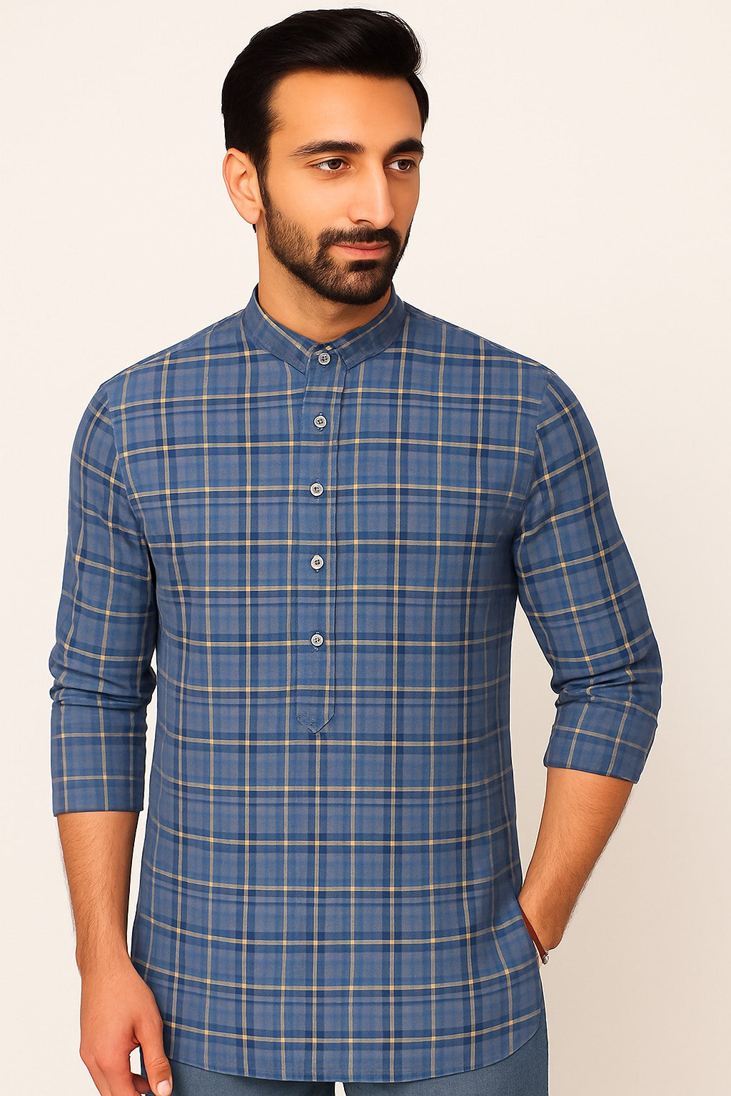 Grey and cream broad check  (RT-1348)