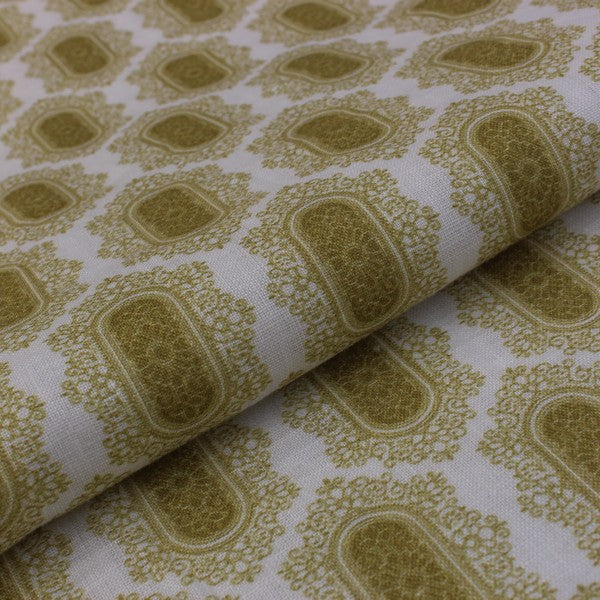 Khaaki Olive Abstract Print European Linen (RT-1137)