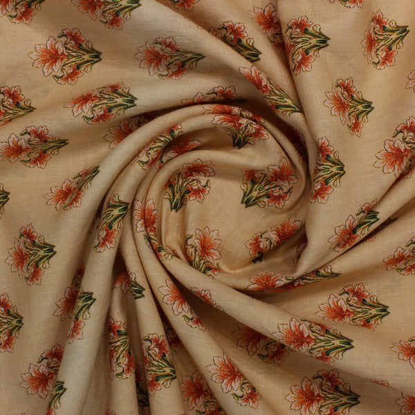 Light Almond Shade Bouquet Print European Linen  (RT-1138)