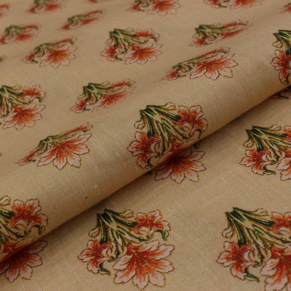 Light Almond Shade Bouquet Print European Linen  (RT-1138)