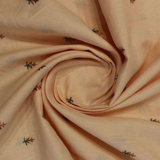 Light Almond embroidered print linen (RT-1172)