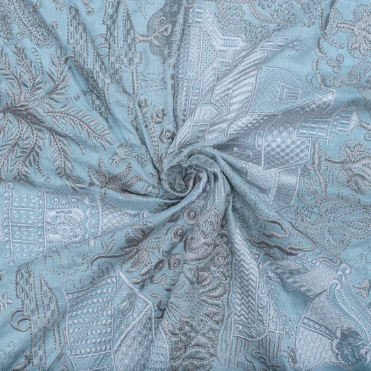 Light coral pure silk embroidered fabric (RT-1388)