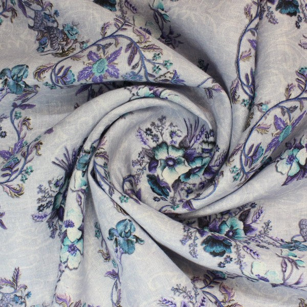 Light purple flower print linen (RT-1160)