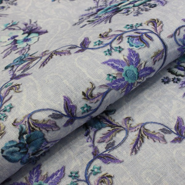 Light purple flower print linen (RT-1160)