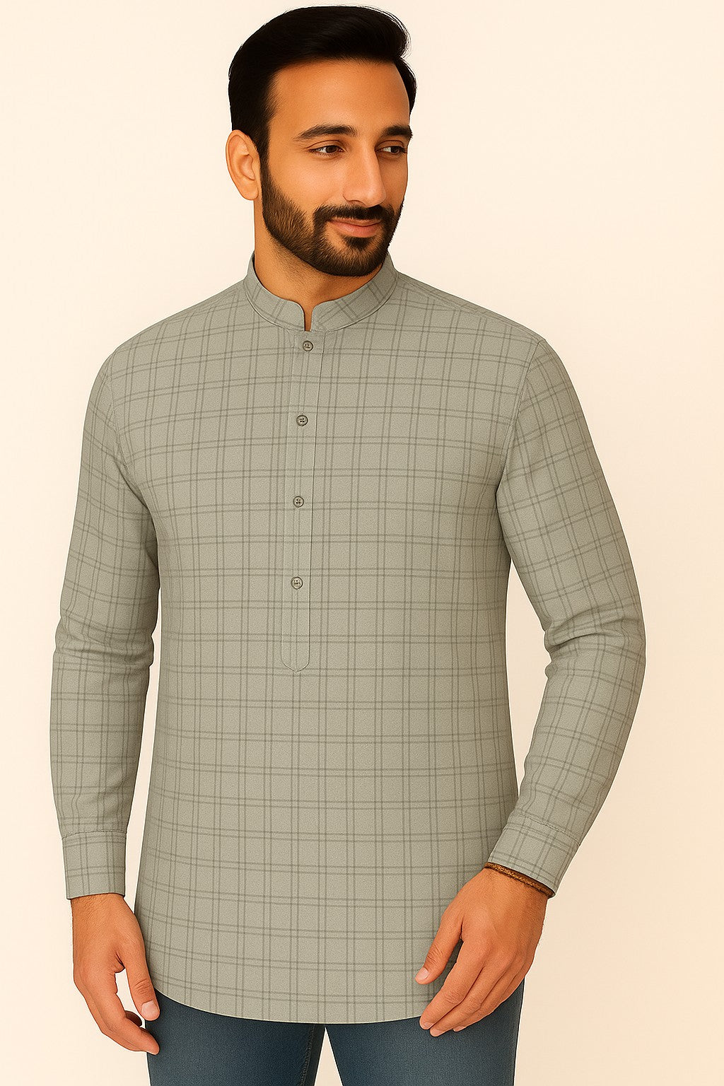 Olive coloured small checks (RT-1312)