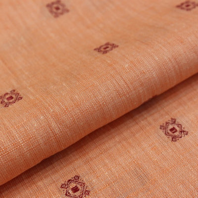 Peach Orange Self Jacquard print linen (RT-1164)