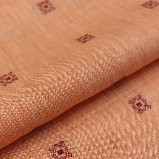 Peach Orange Self Jacquard print linen (RT-1164)