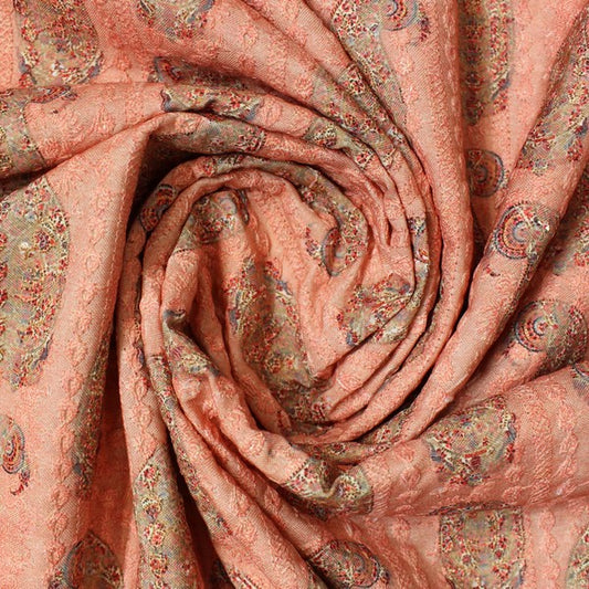 Peach Orange embroidered banarasi print (RT-1178)