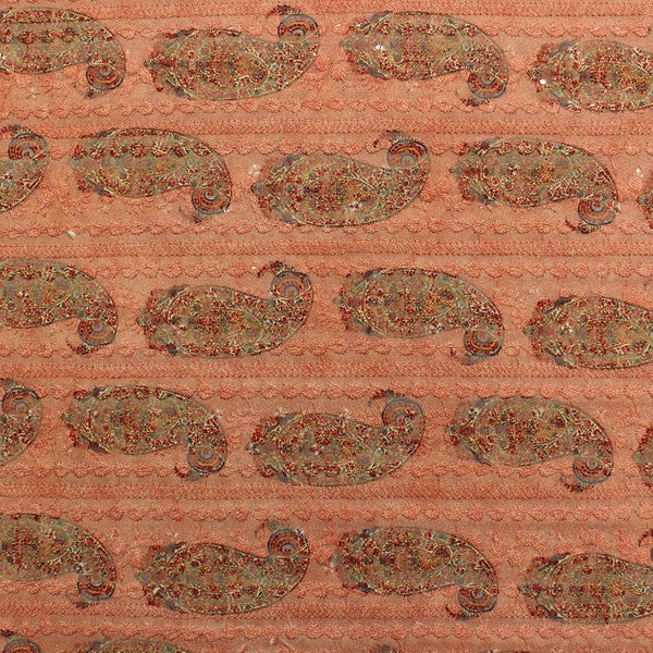 Peach Orange embroidered banarasi print (RT-1178)