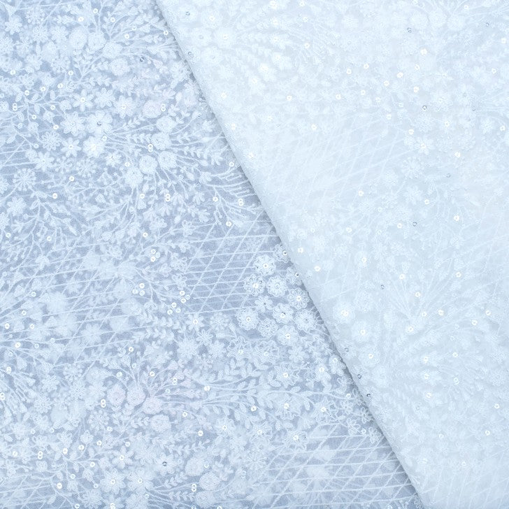 Pure white silk embroidered fabric (RT-1389)