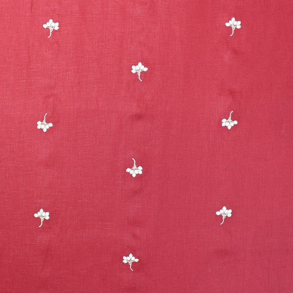 Red & Beige Embroidered Print linen (RT-1168)