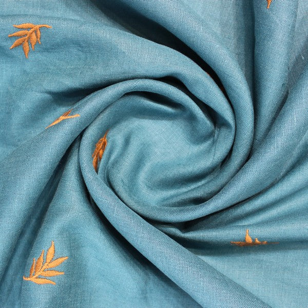 Teel & Khaaki embroidered leafy print linen (RT-1171)