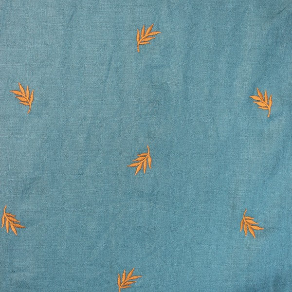 Teel & Khaaki embroidered leafy print linen (RT-1171)