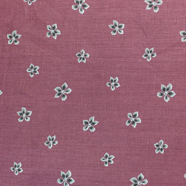 Wine & Black Flower print linen (RT-1154)