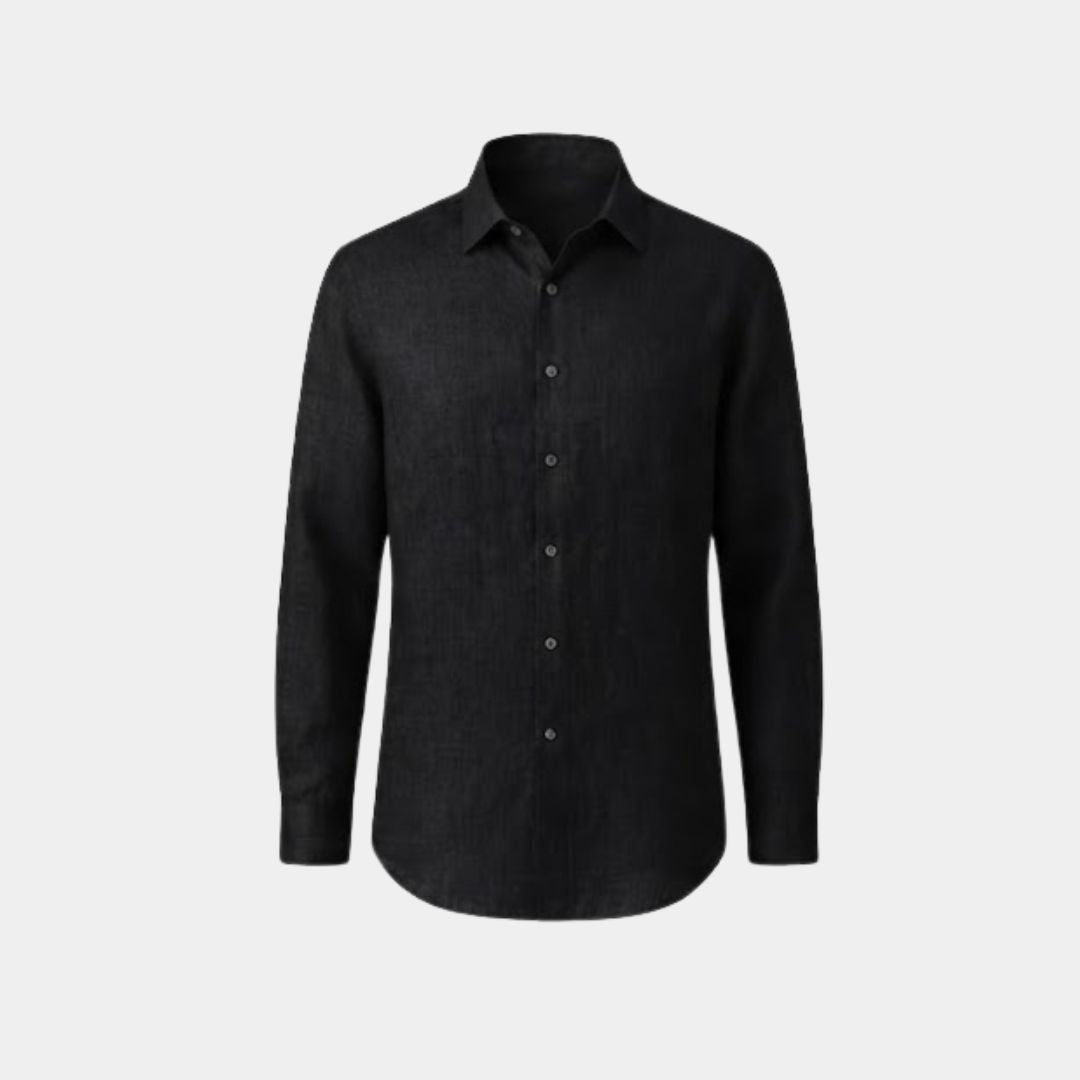 Jet black coloured plain european linen (SD 131)